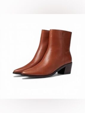 Women's Tan Leather Ankle Boots - Sleek Pointed Toe